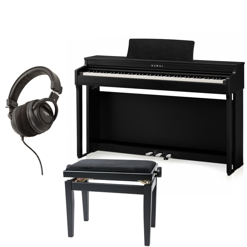 Kawai CN 201 Schwarz Matt Bundle mit Bank und Kopfhörer