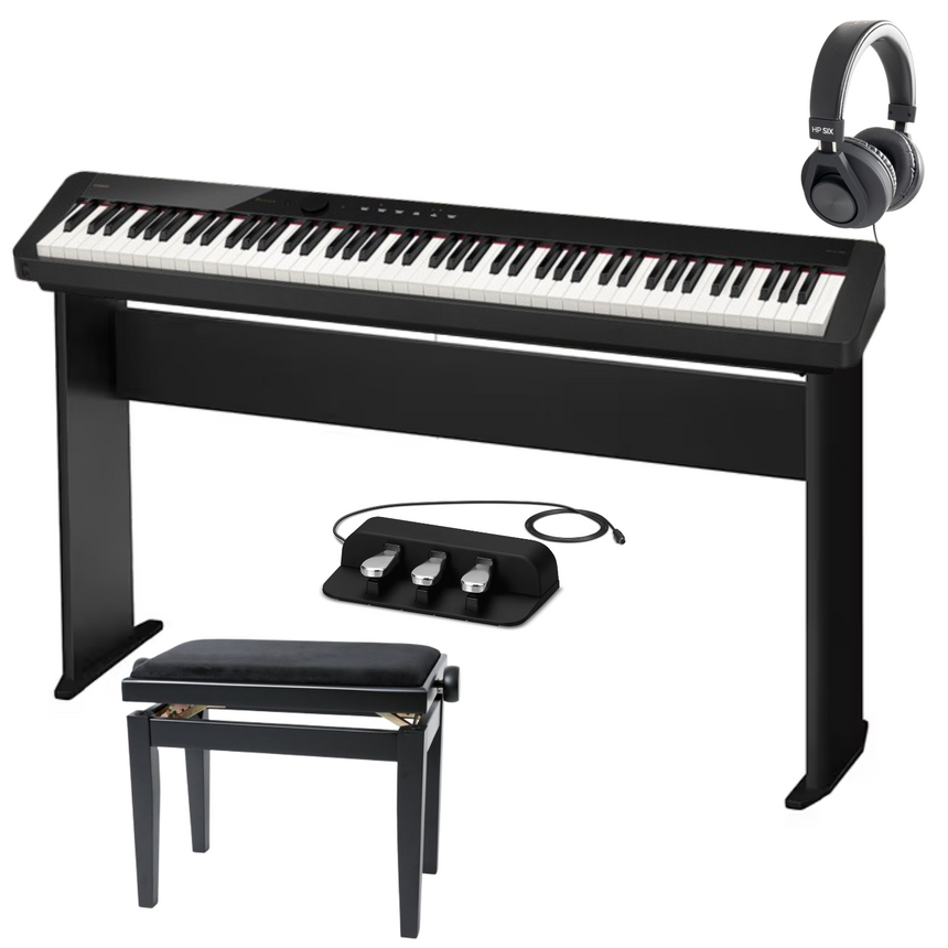 Casio PX-S1100 Schwarz Deluxe Bundle mit Ständer, Pedalen, Bank und Kopfhörer