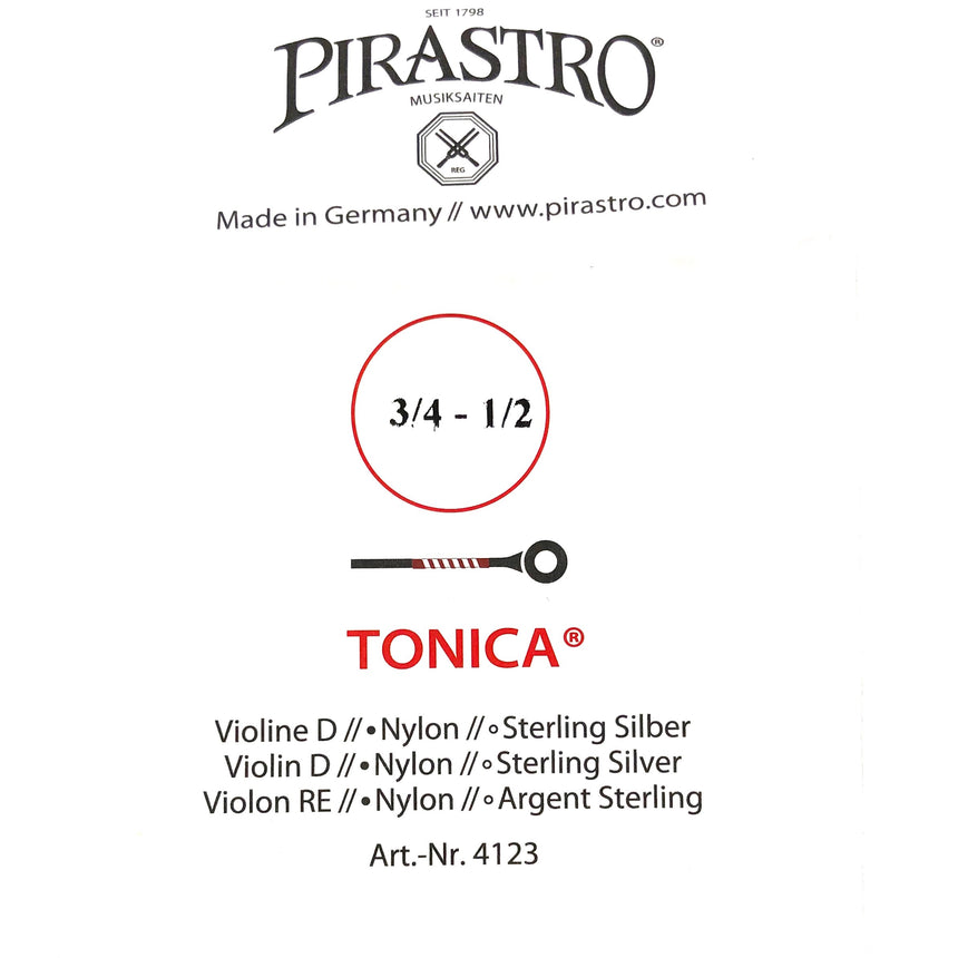 Pirastro Tonica Violin Einzelsaite D mit Kugel 3/4-1/2 - Musik-Ebert Gmbh